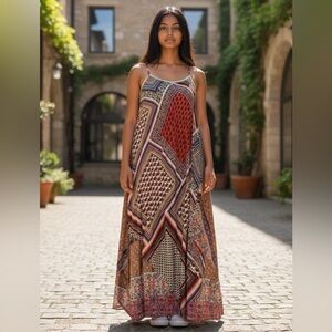 Aratta Silent Journey Patchwork Handkerchief Tunic Dress